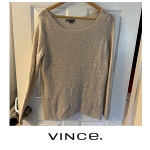 Vince Light Beige Textured Knit Sweater
